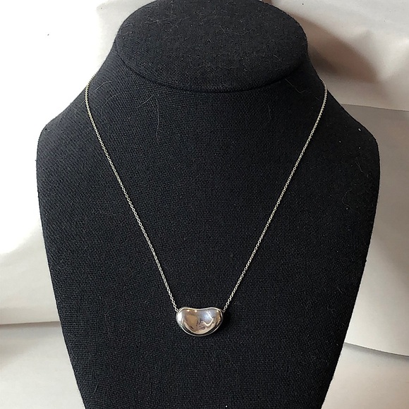 TIFFANY Co Elsa PERETTI Sterling Silver 925 Large Bean Necklace FULL INCLUSION - Picture 1 of 17